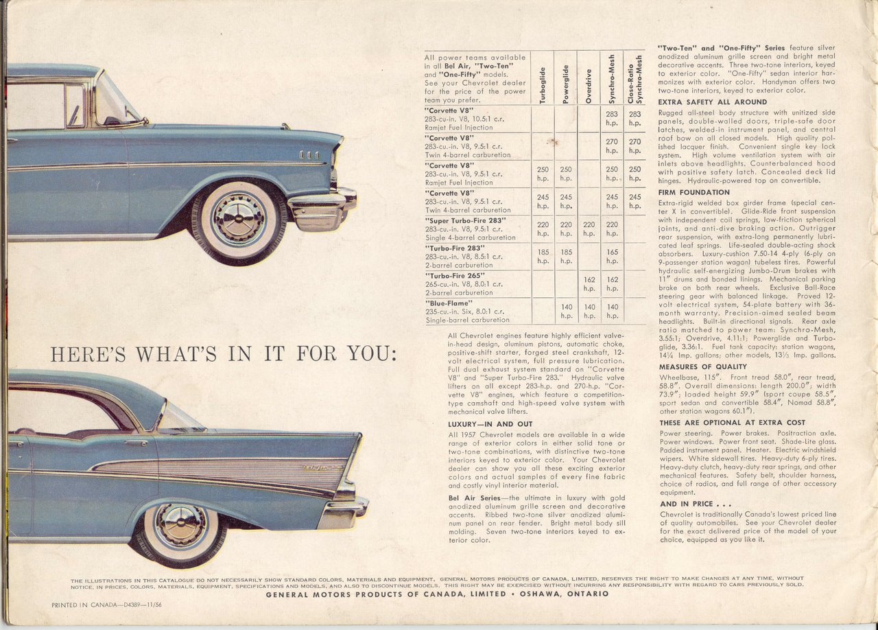 1957 Chevrolet Canadian Brochure Page 2